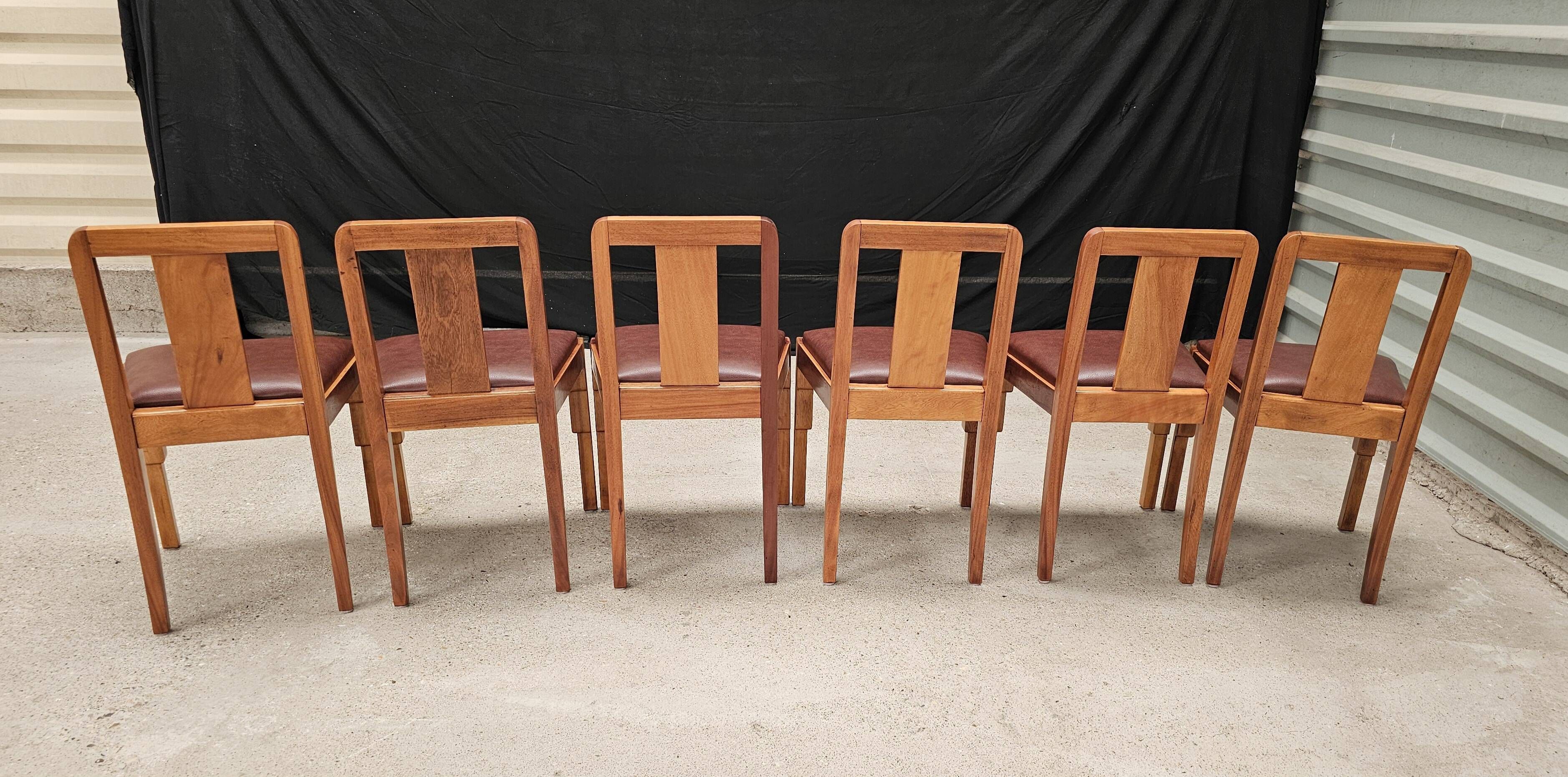 Lot of table and 6 Art Deco chairs from Saddier & fils