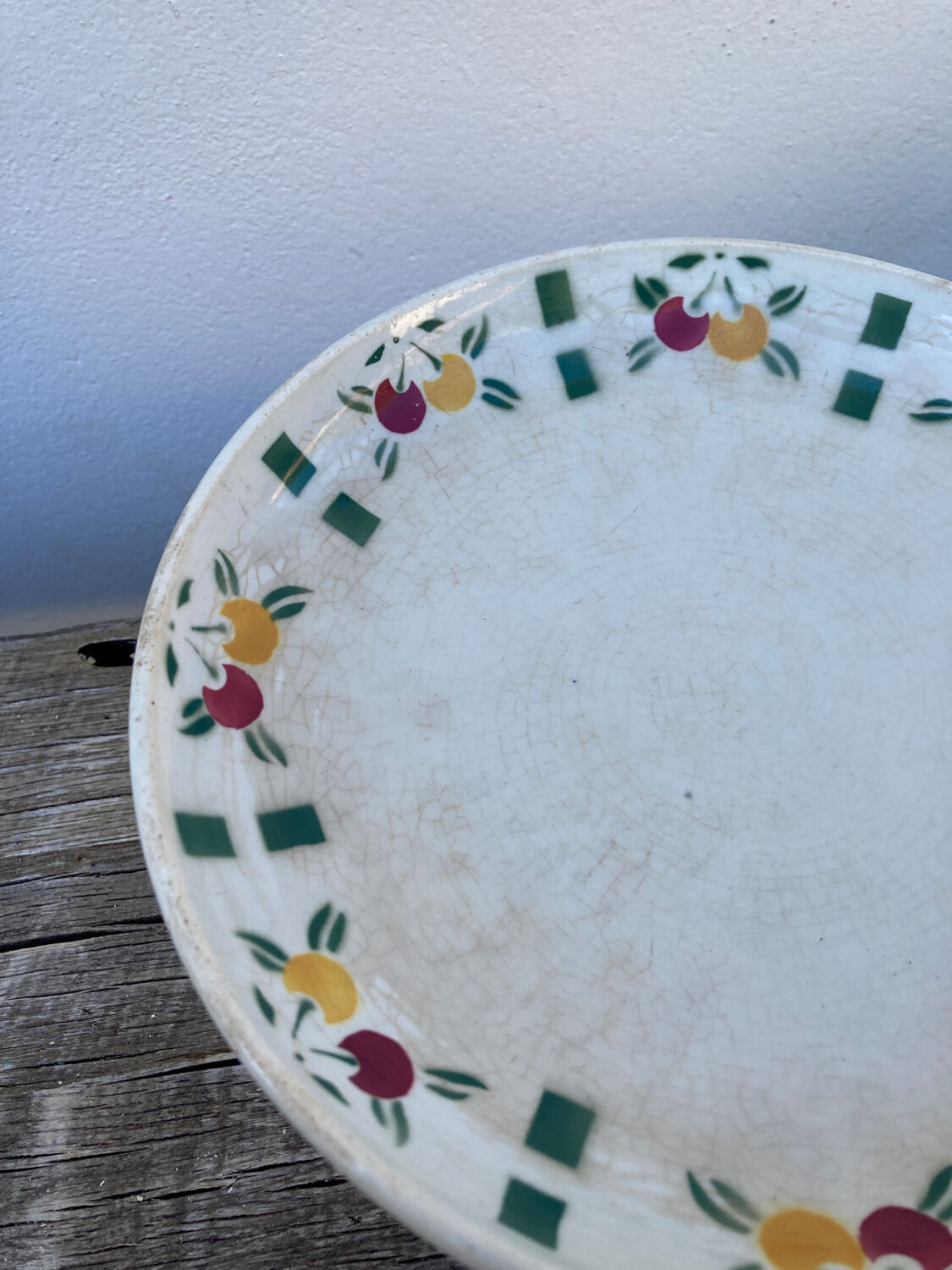 Gien white fruit ceramic compote bowl