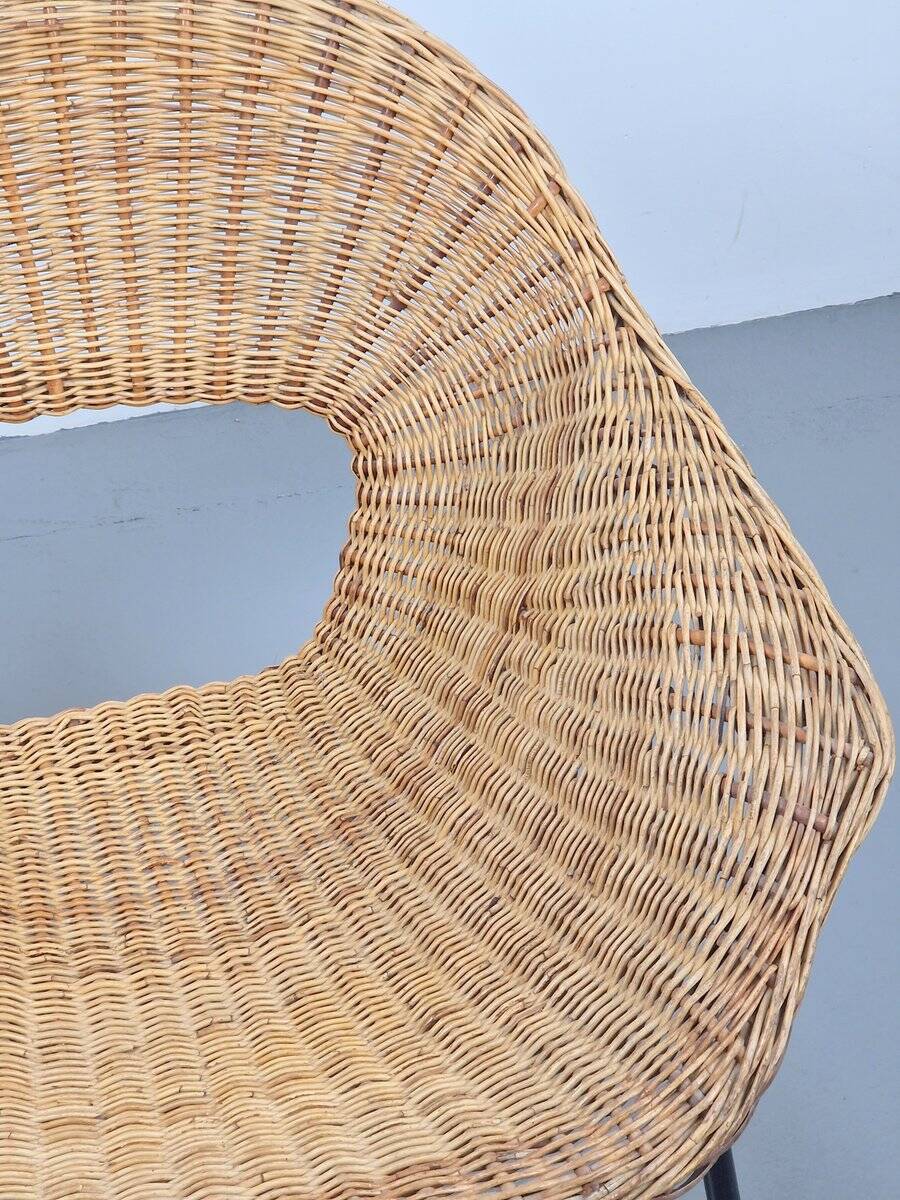 Vintage Rattan Lounge Chair with Tube Frame by Dirk van Sliedregt for Gebroeders Jonkers, 1960s