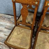 Krieger Paris: series of 4 Louis XVI chairs in burl, rosewood and walnut circa 1880