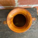 Vintage Beige Ceramic Handled Vase from the 1970s