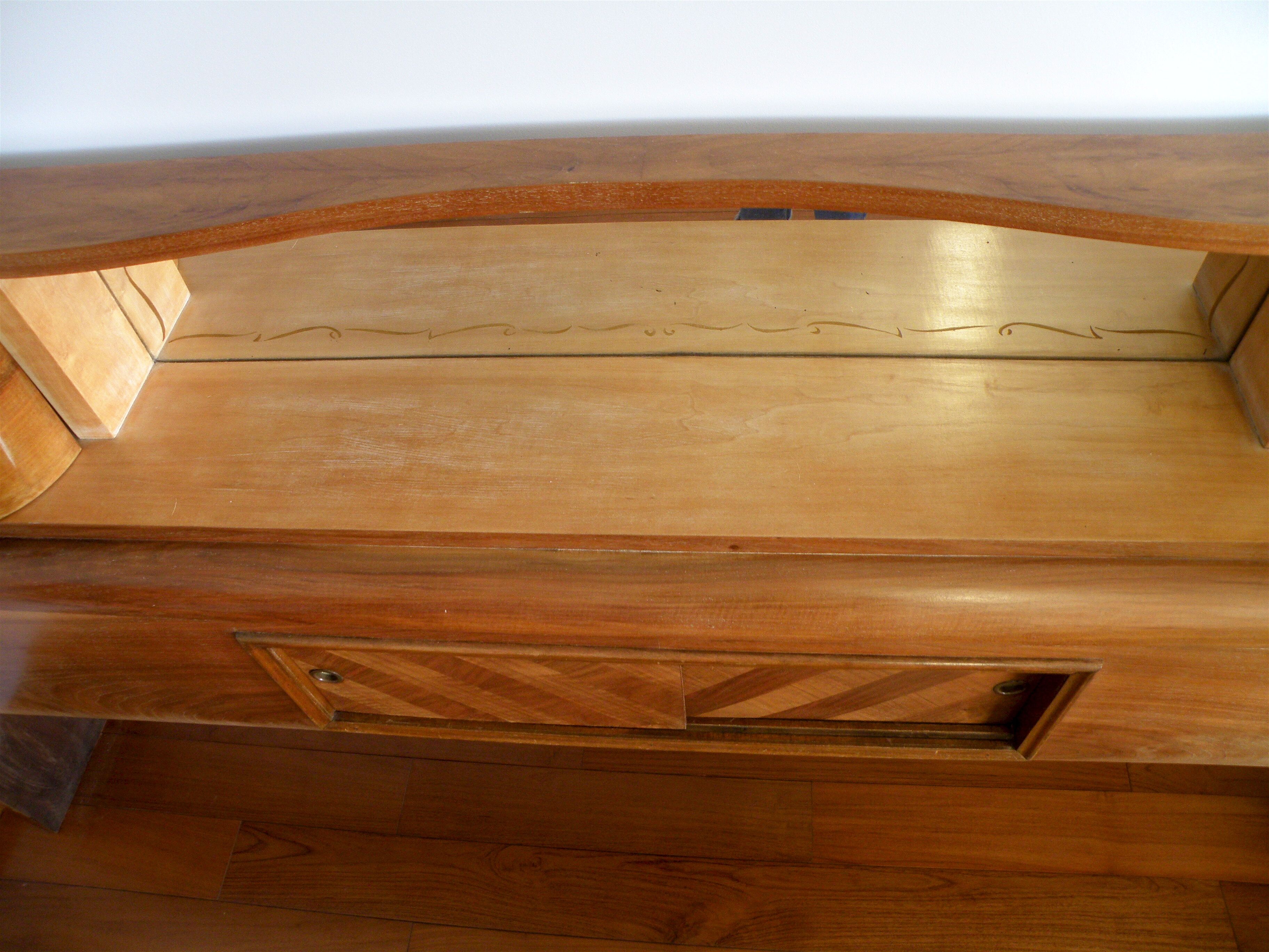 Cozy walnut bramble headboard for bed 140 x 190, from 1950