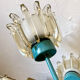 Turquoise glass and metal chandelier with 9 lights, Leclaire & Schäfer, 1960