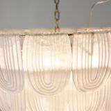 Translucent white Murano glass chandelier. Italy, contemporary work.