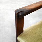 Hague School Sculptural Armchair, Stained Oak, The Netherlands, 1920s