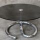 1970s coffee table in smoked glass and chrome