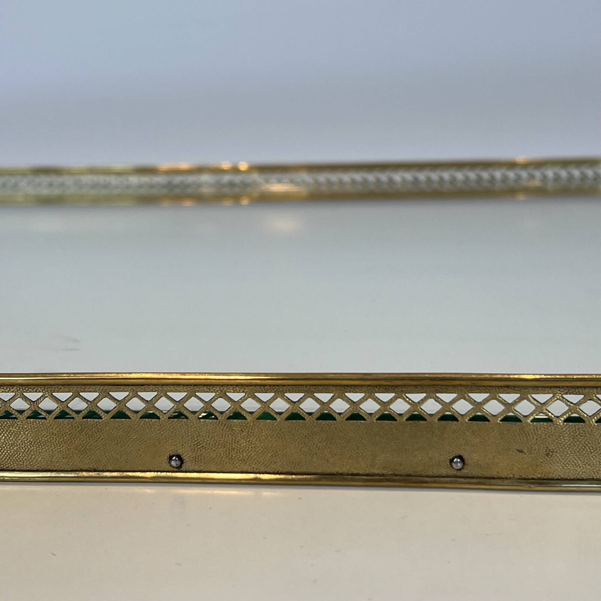 Rectangular Service Tray with Openwork Gallery in Brass. French Work