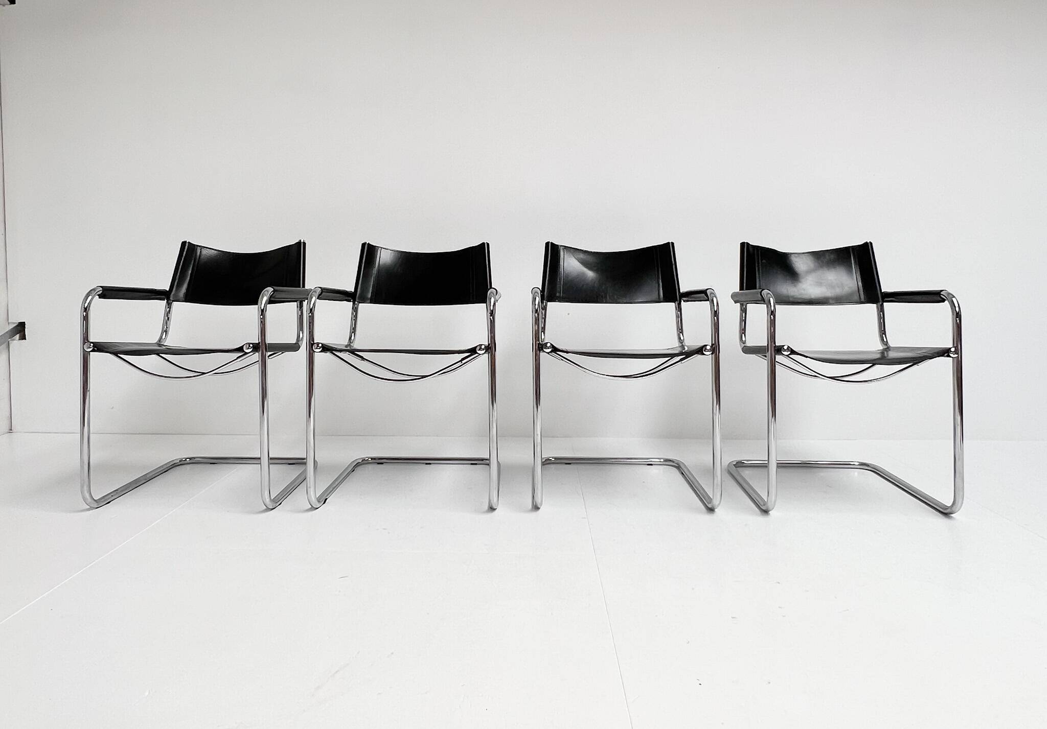 Leather Chairs by Mart Stam and Marcel Breuer, 1970s, Set of 4