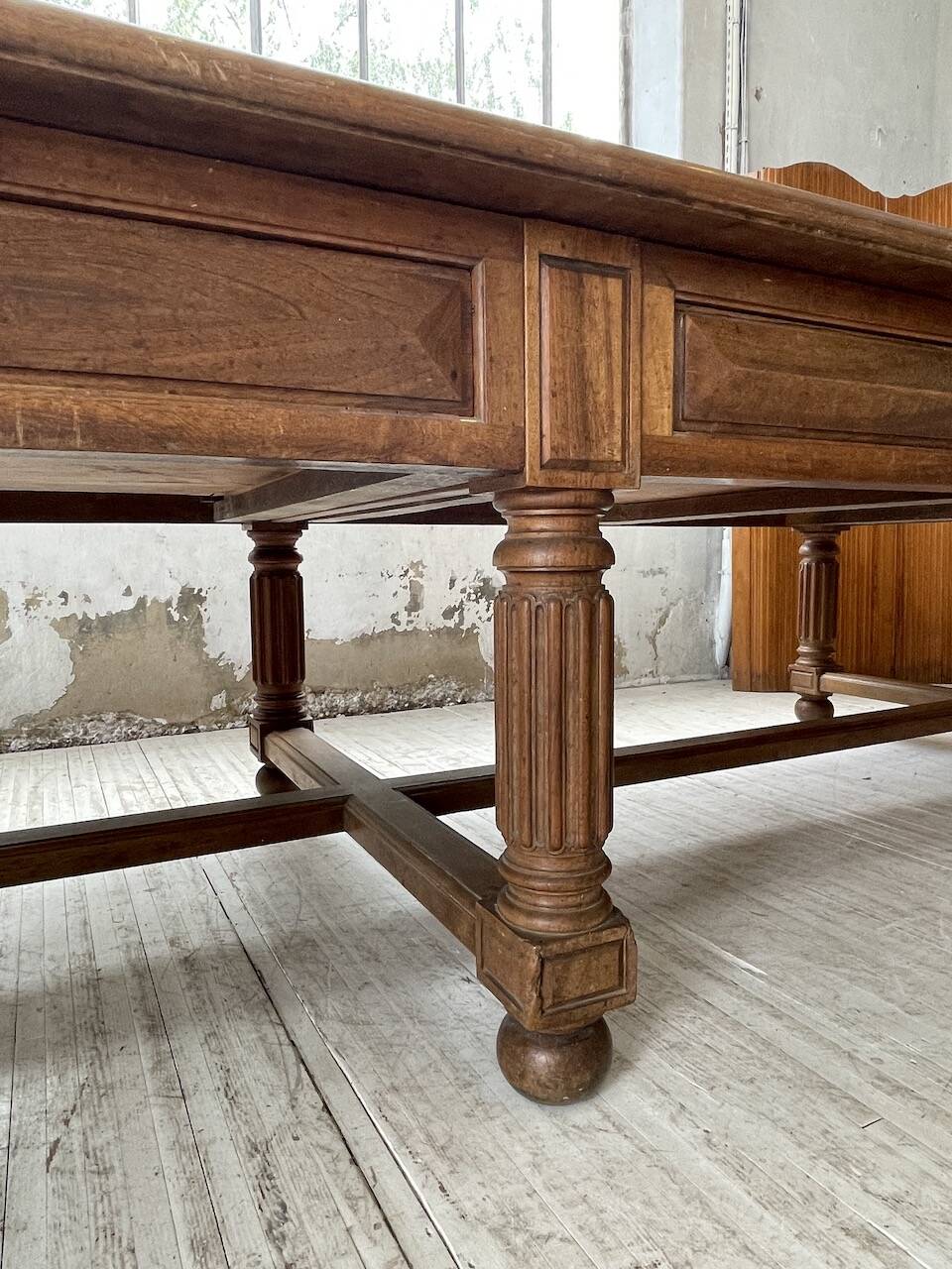 Solid walnut farmhouse castle table 1900 XXL