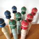 Series of 9 old bowling painted wood