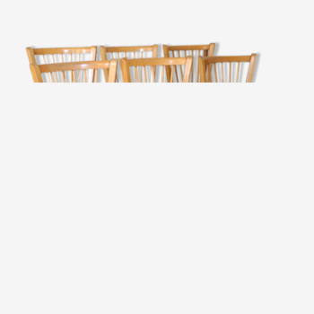 6 chaises Baumann n°12 skaï noir hêtre clair