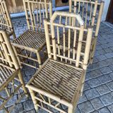 Series Of 6 Real Bamboo Chairs Circa 70
