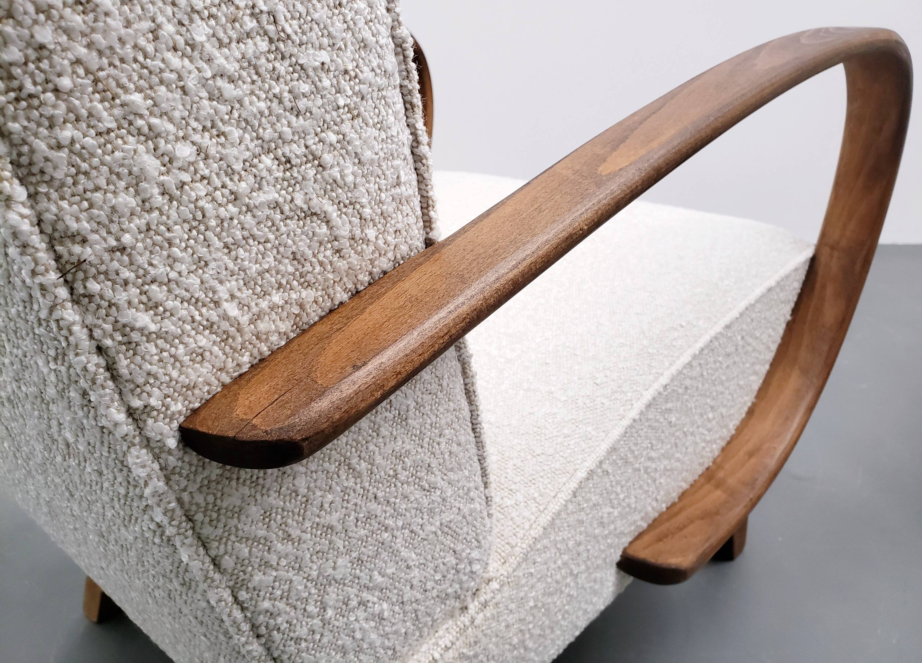 1930 Jindrich Halabala Bentwood Armchair in Ivory Premium Buckle