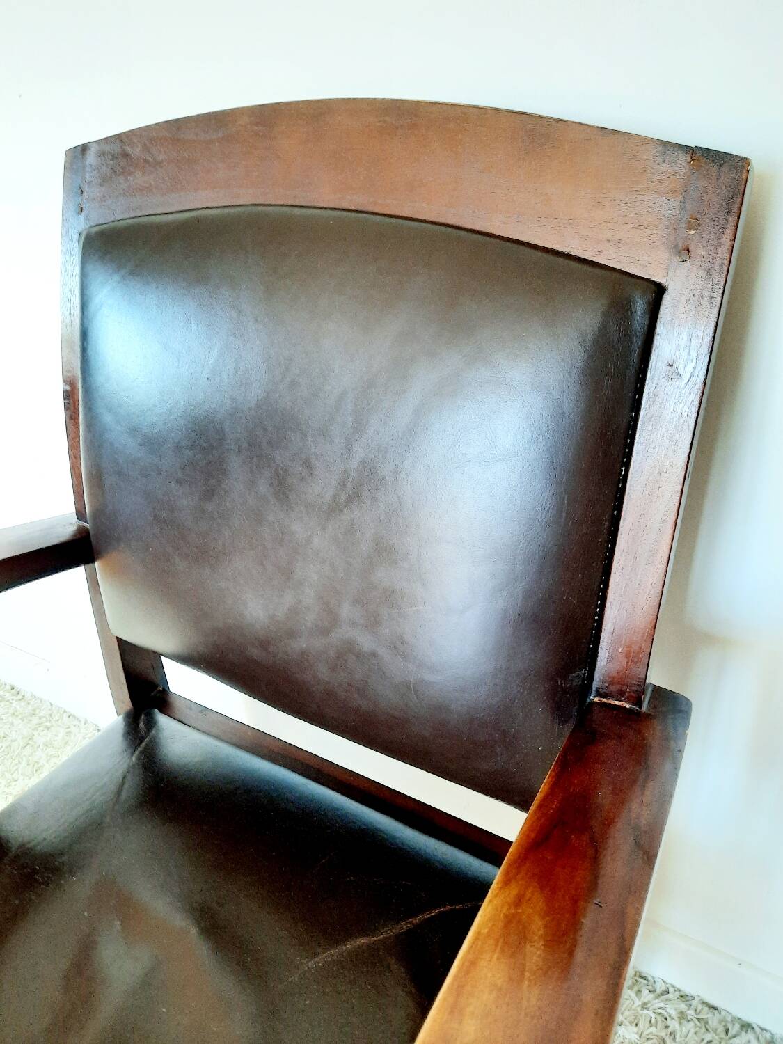 Colonial style wooden armchair