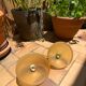 Suspension duo frosted glass orange and golden electricity new