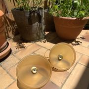 Suspension duo frosted glass orange and golden electricity new