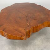 Brutalist tree trunk coffee table, solid wood