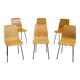 Set of 6 bent plywood chairs, 1950