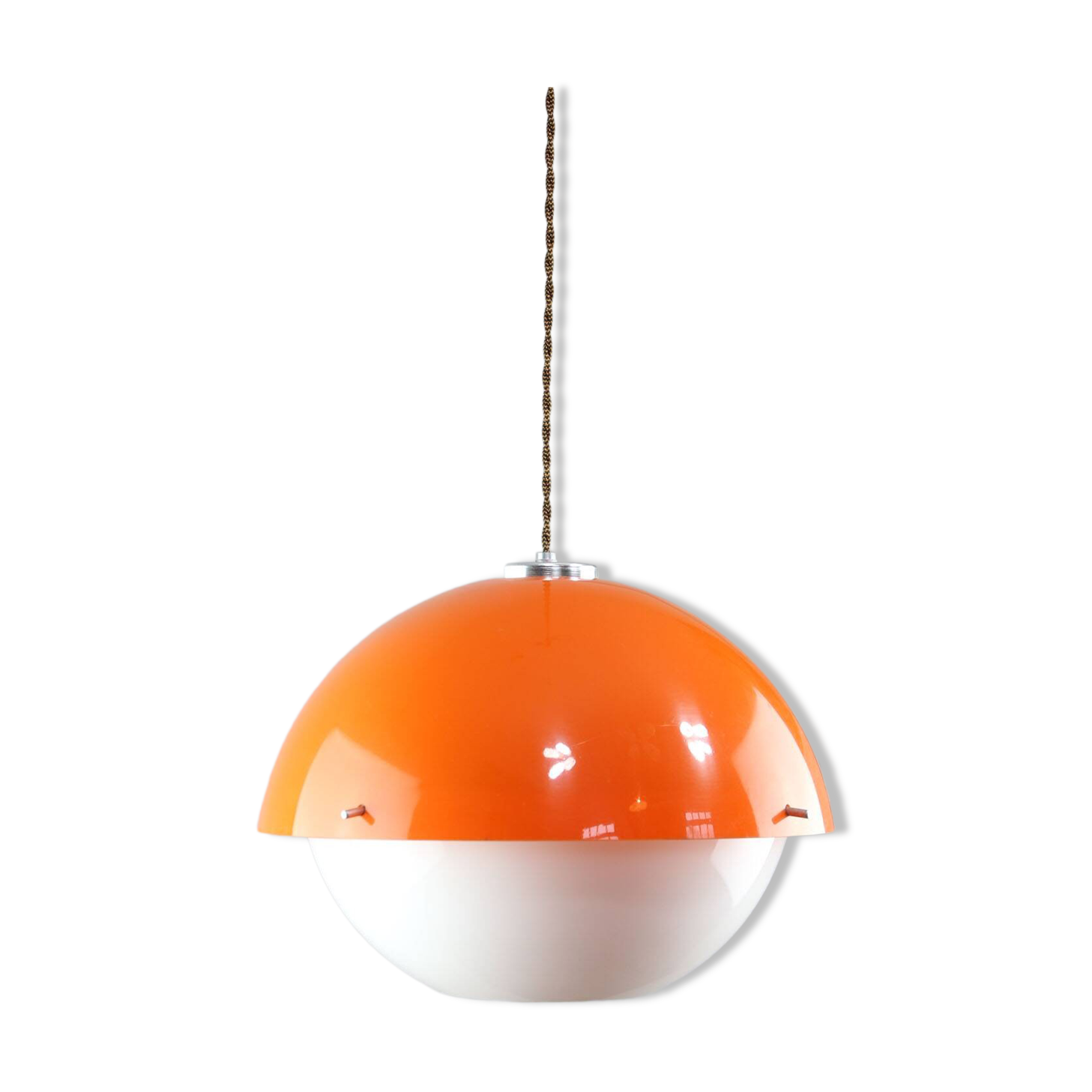 Space Age Italian Orange Plexiglass Pendant Lamp, 1970s