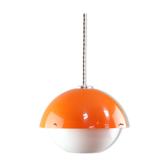 Space Age Italian Orange Plexiglass Pendant Lamp, 1970s