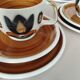 6 cups and cake plates Kimono Boch La Louvière