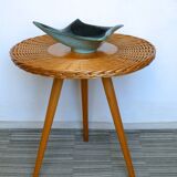 Tripod table, rattan and light wood side table