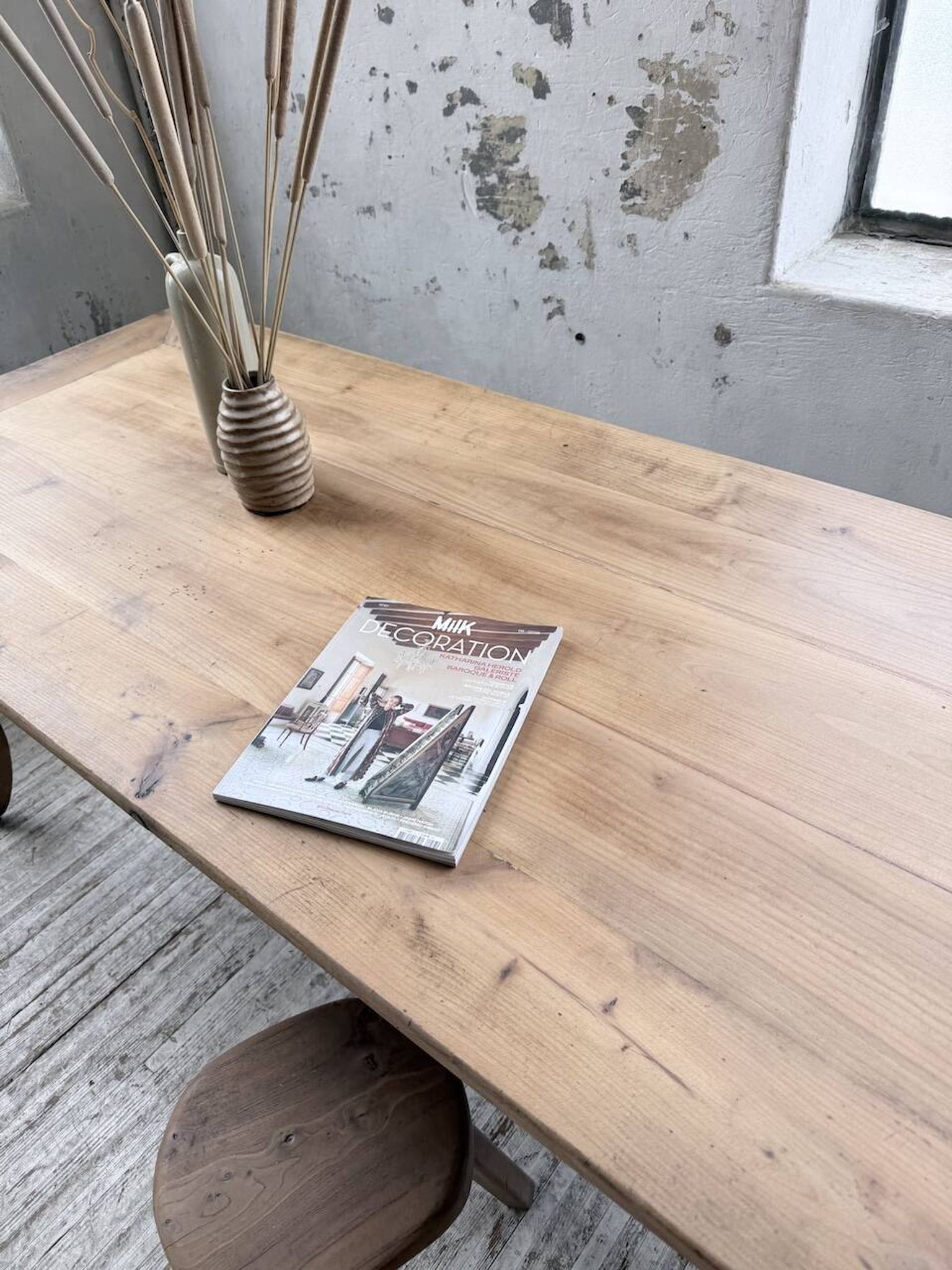 Table de ferme merisier pieds galbés XIXème