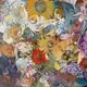 Huile sur toile ovale « Fleurs »