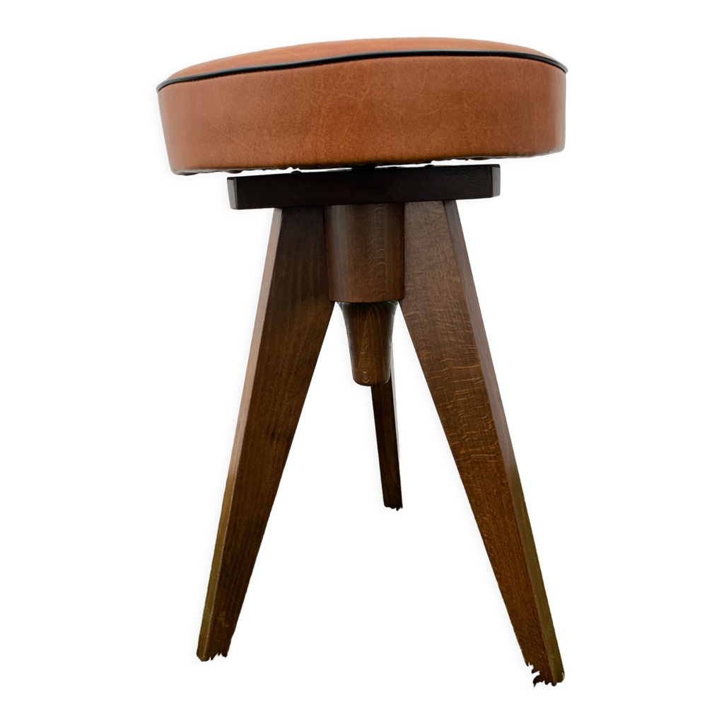 Tabouret de piano allemand, réglable en hauteur, design Reiner Modell, 1950