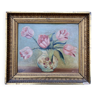 Tableau ancien "Bouquet de renoncules"
