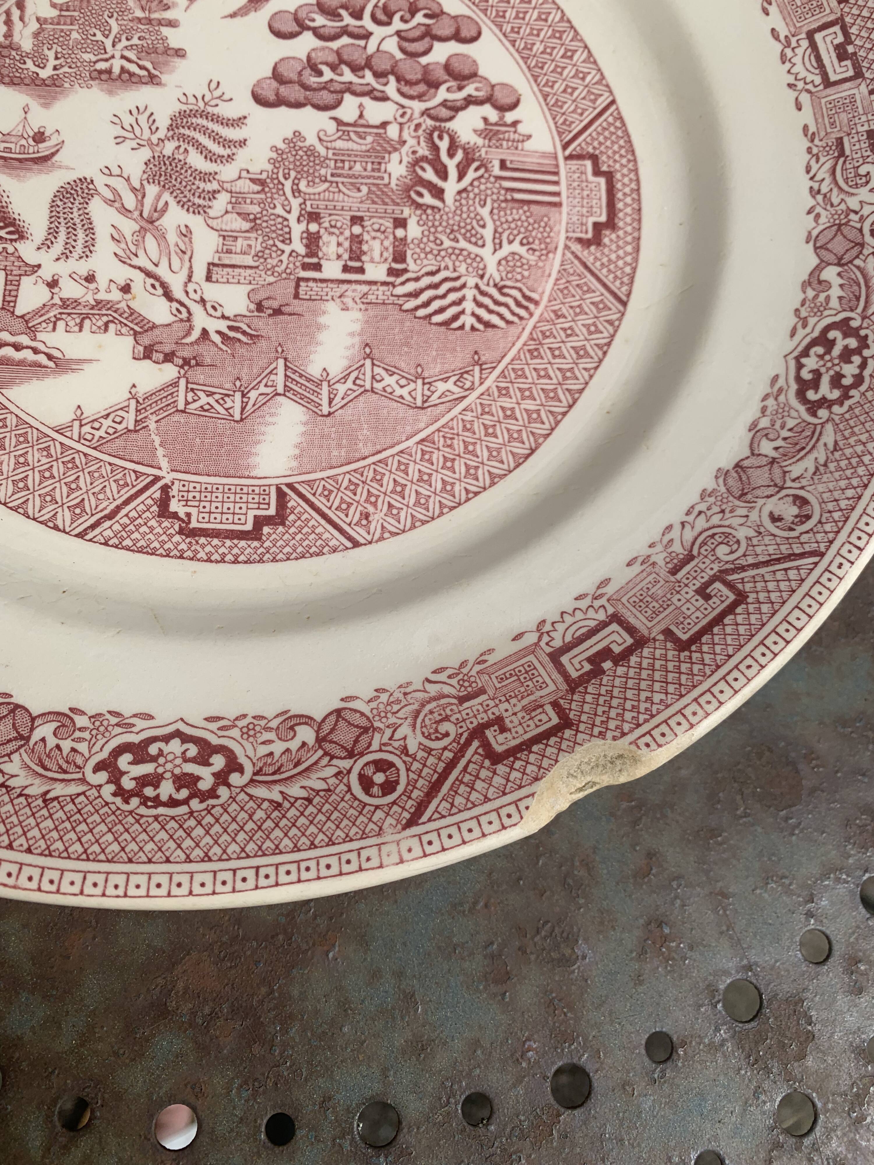 Iron earth cake dish, willow, hamage moulin des loups, north, old