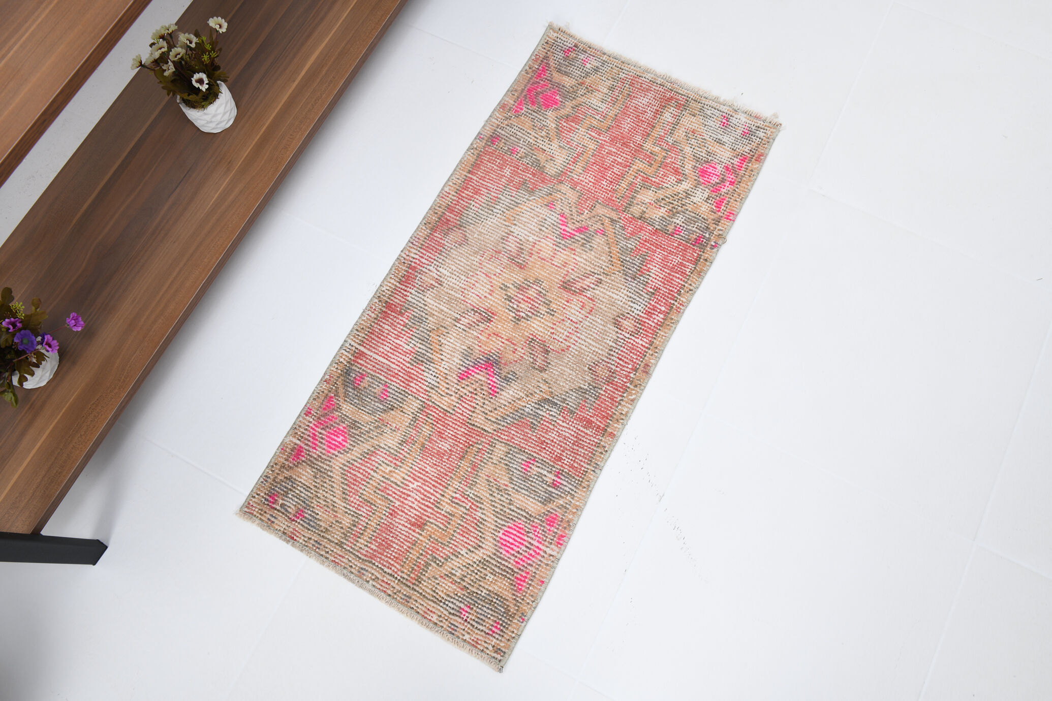 1x3 turkish vintage rug,1x3 doormat,91x43 cm,1.5x2.12 ft