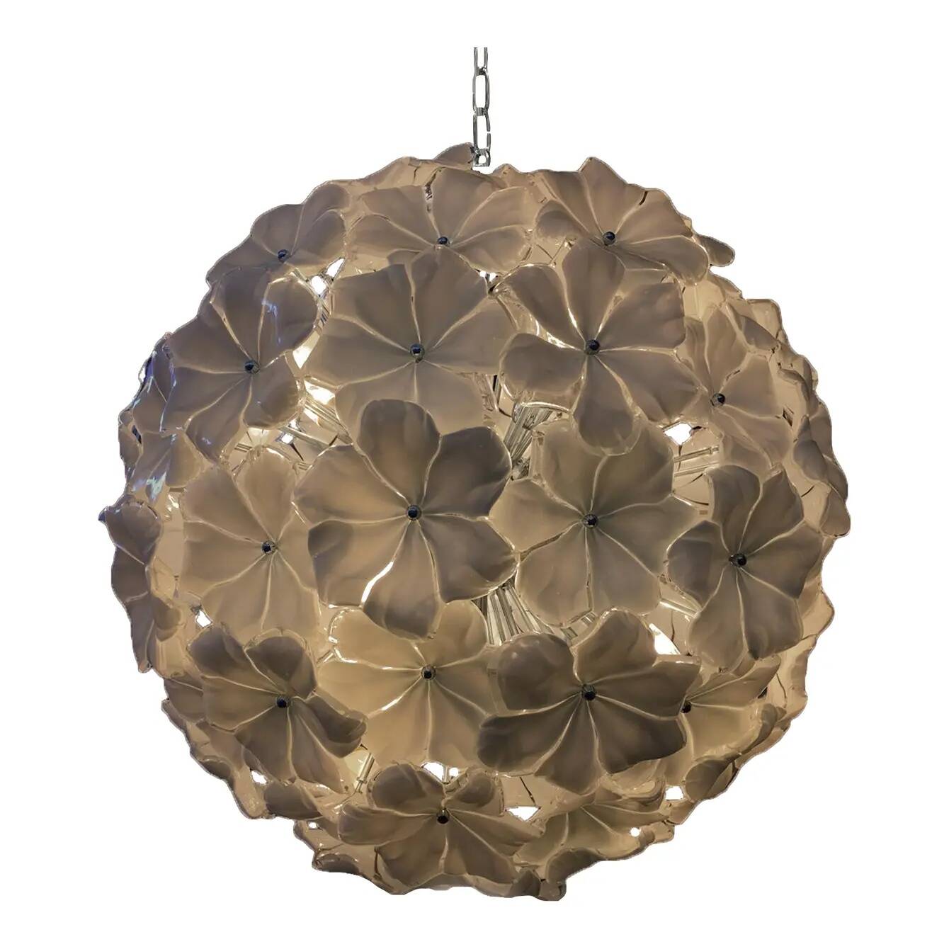 Venetian Beige Flowers Murano Glass Sputnik Chandelier