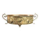 Jardinière de table en laiton repoussé à motif floral fin du XIXème siècle