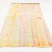 5x7 Pink & Yellow Striped Vintage Kilim Rug, 147x229Cm