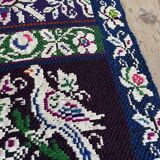 Romanian floral rug with pigeons handwoven in wool