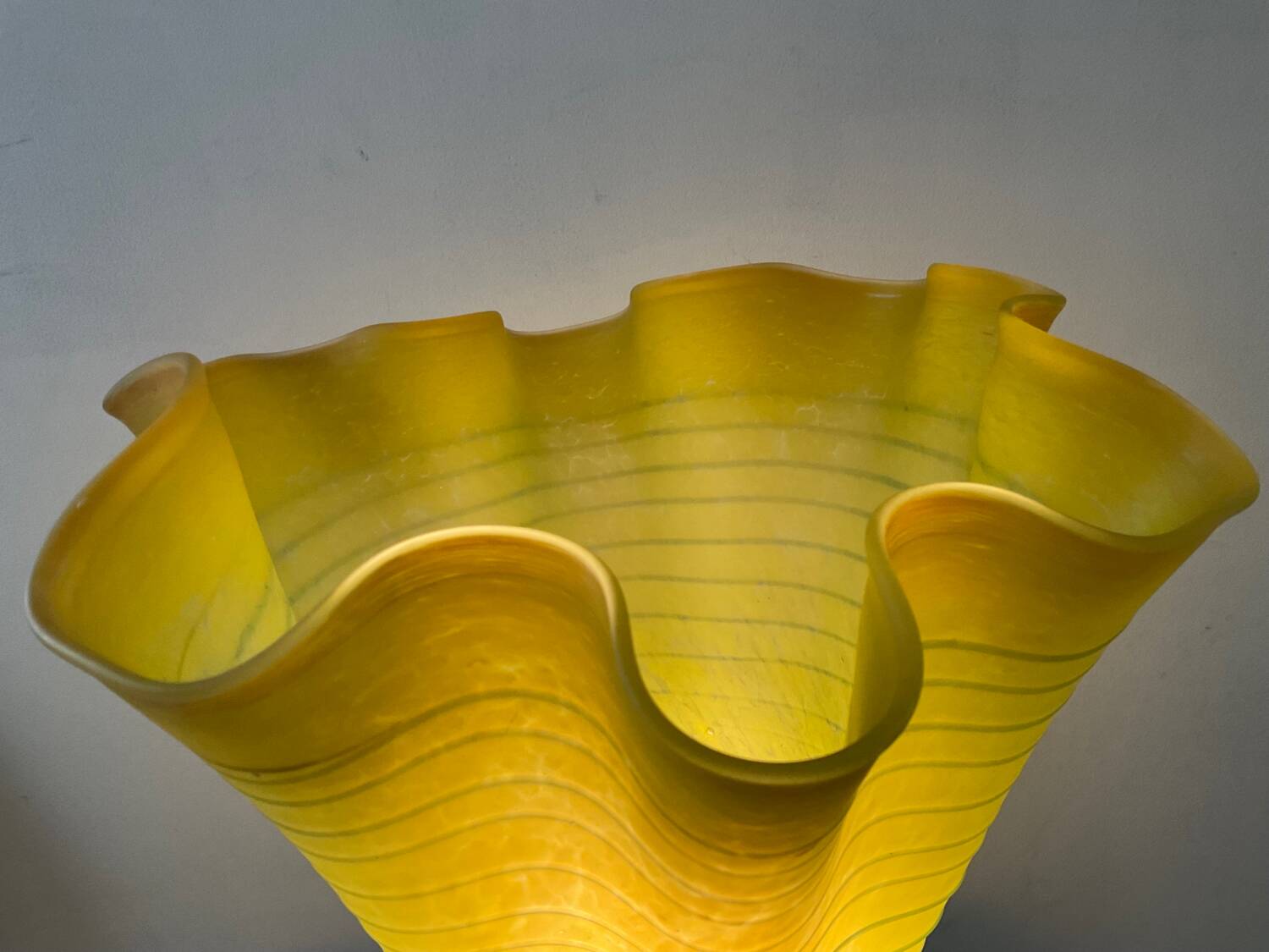 Vintage glass paste lamp with handkerchief neck