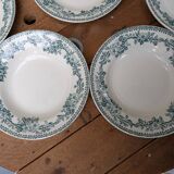 Ensemble de 9 anciennes assiettes plates modèle Guadeloupe Saint Amand