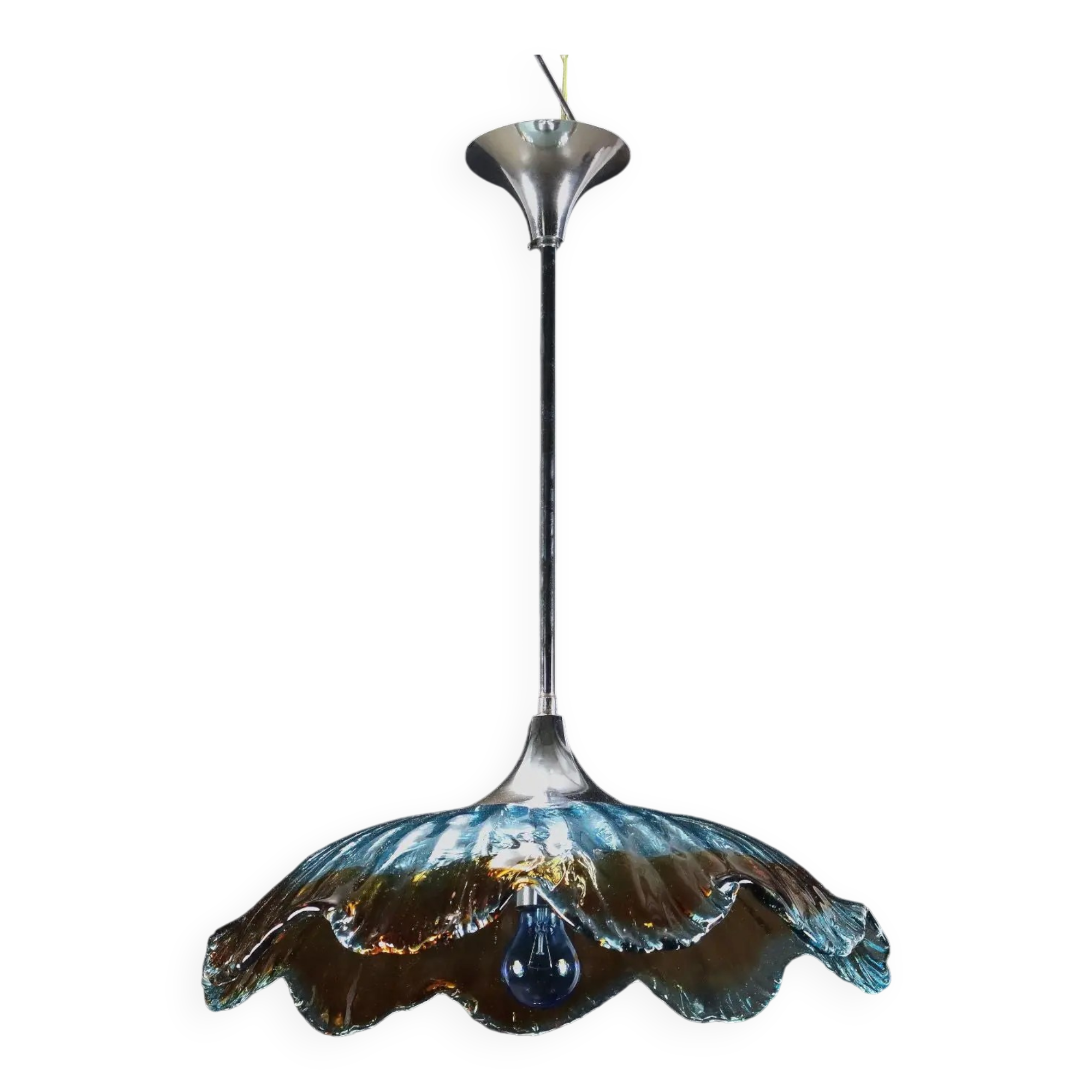 Glass ceiling light, Italy, 1970s