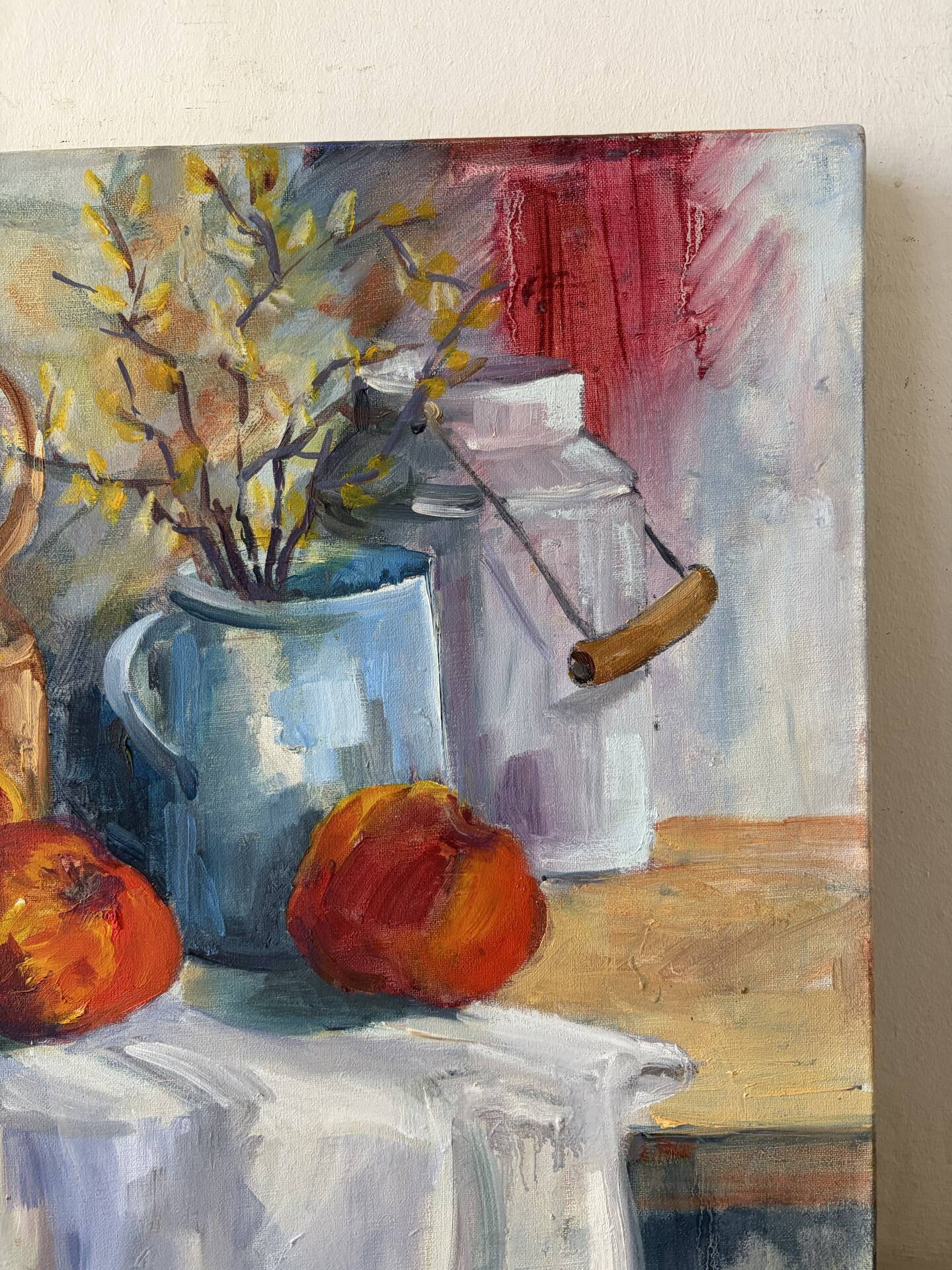 Nature morte, table de cuisine signé Paumier 1999