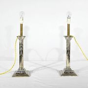 Paire de Flambeaux Électrifiés en Métal Argenté – Milieu XIXe