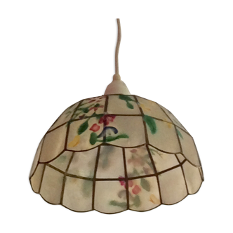 Painted mother-of-pearl pendant lamp
