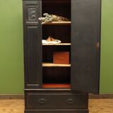 Black painted linen press wardrobe
