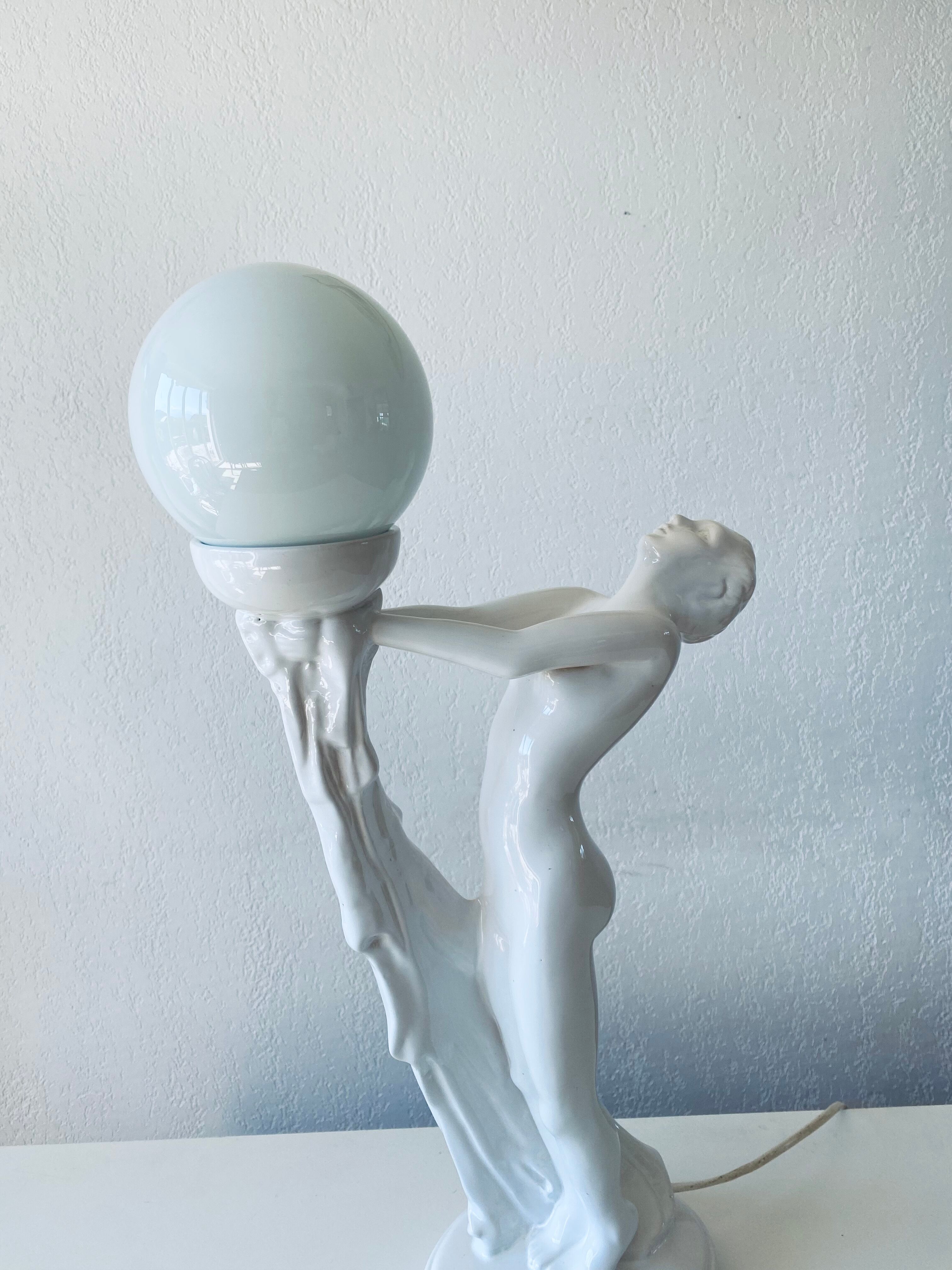 Ceramic naked dancer lamp