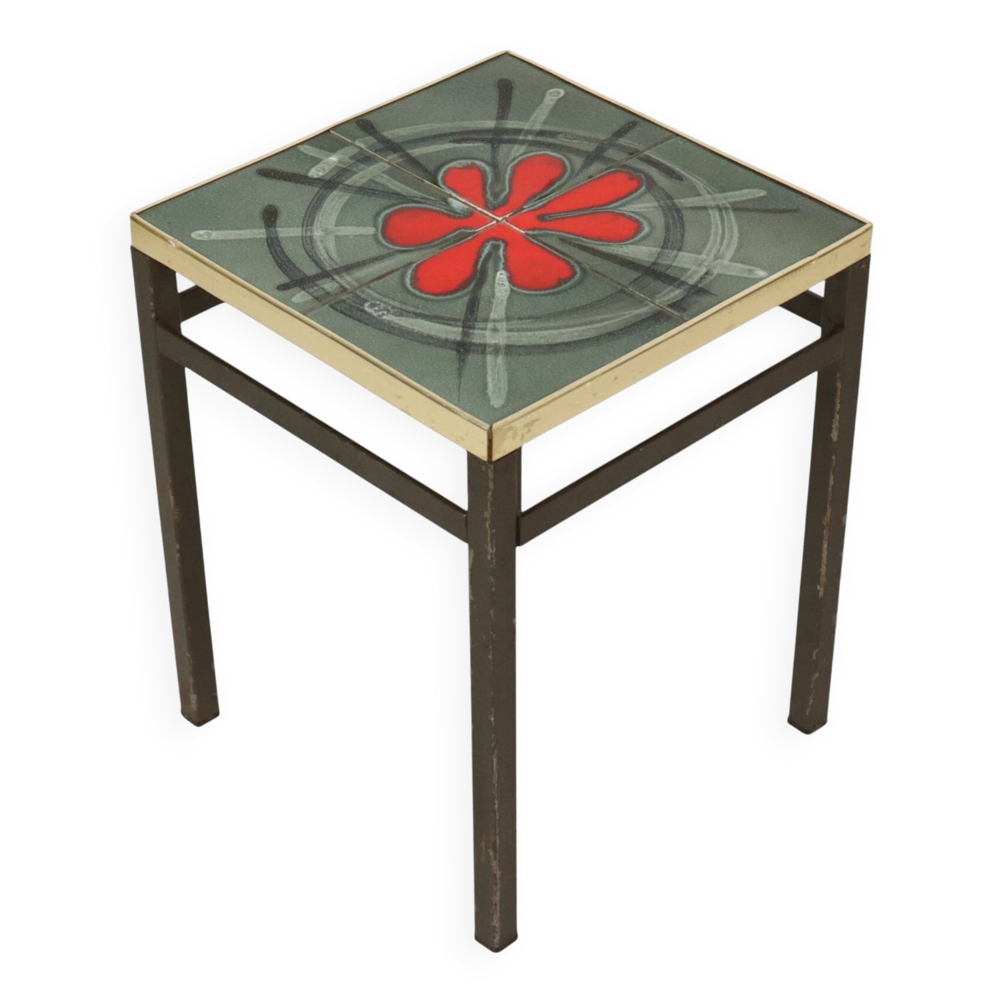 Vintage Square Ceramic Plant Table Tile Table Sixties