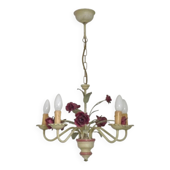 Lustre en métal à décor floral, France