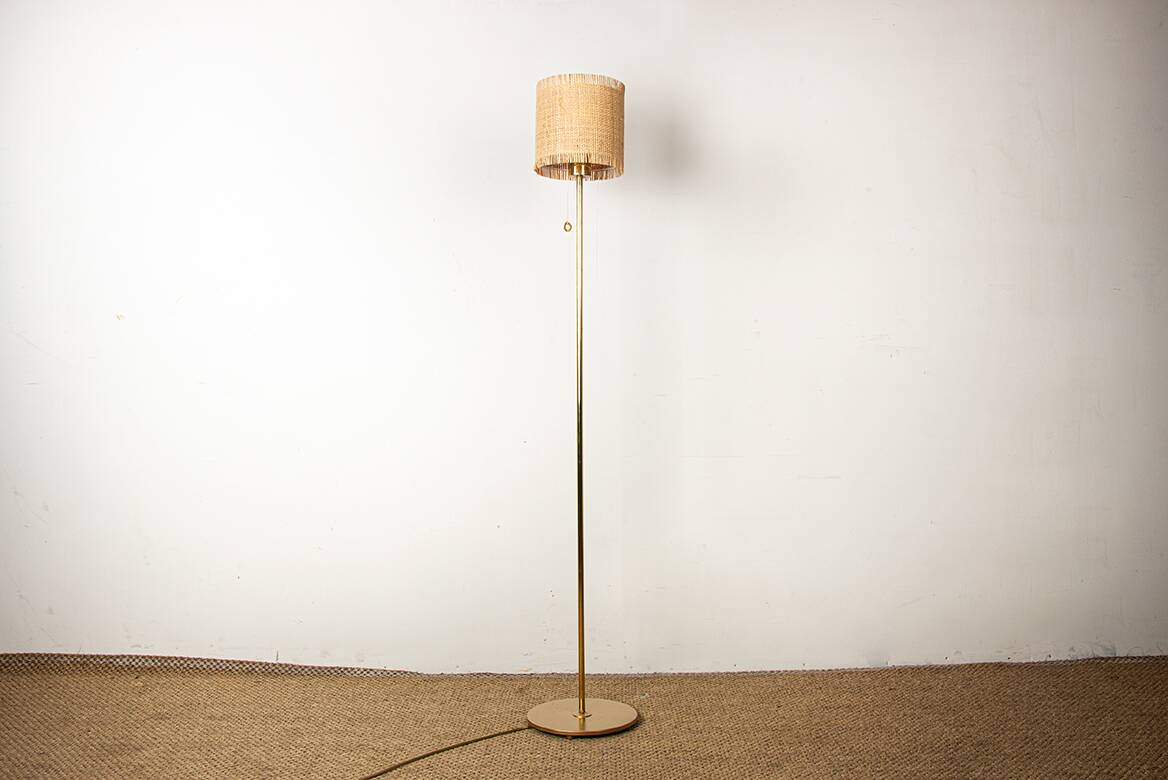 Swedish brass floor lamp, cast iron base, model G 019 by Bergboms 1960