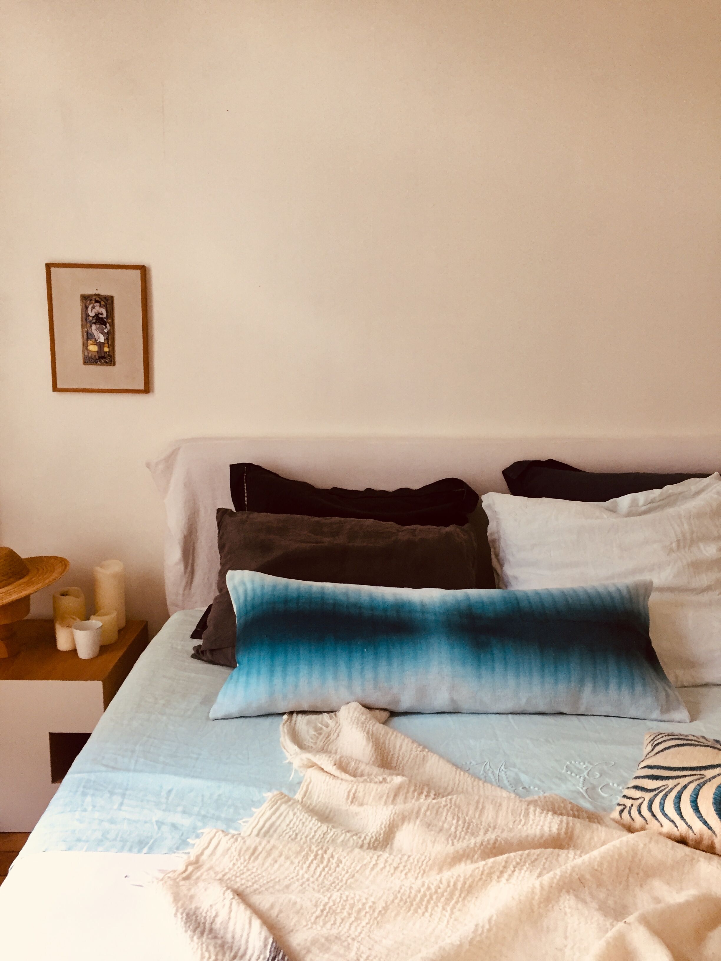 Deep and die blue watercolor cushion