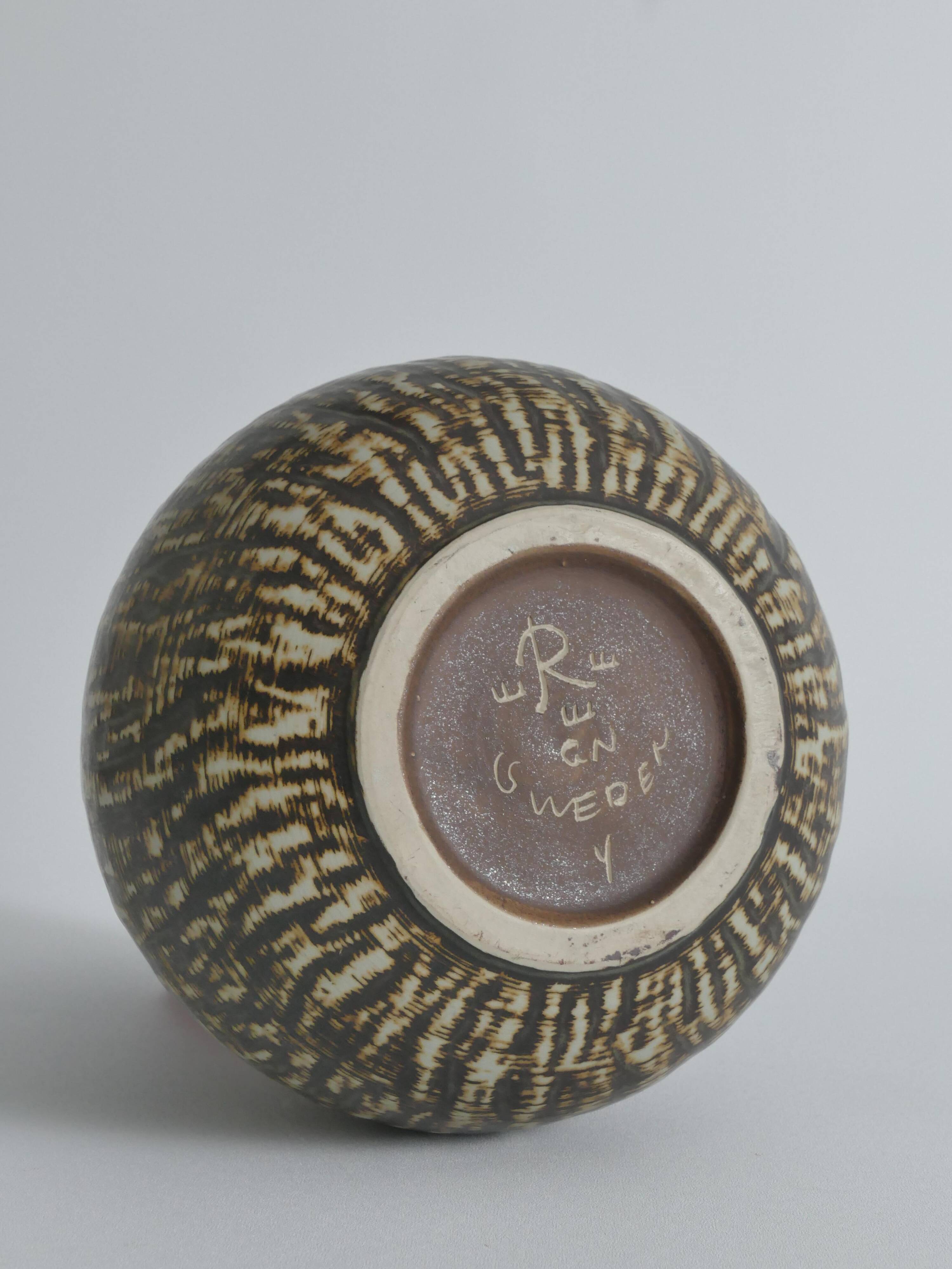 Vase en grès brun Birka Rubus de style mid-century modern par Gunnar Nylund, Rörstrand