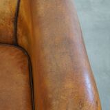 Set of 2 Vintage Sheepskin Leather Club Chairs